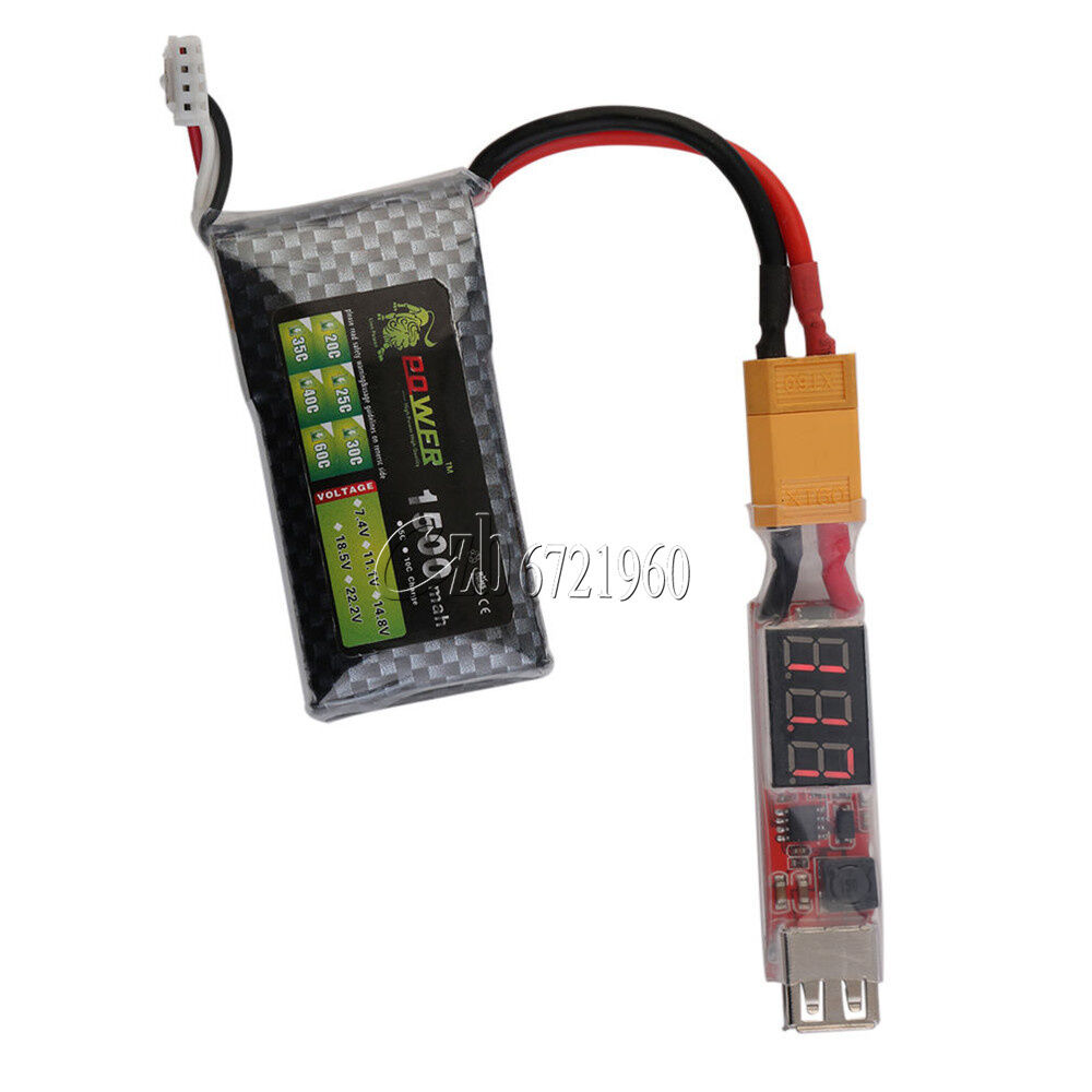 2S-6S Lipo Battery to Mobile Phone XT60 Plug USB Portable Lamp Charger Adapter