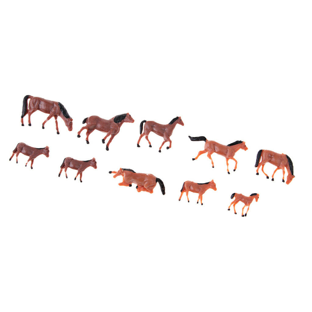 10Pcs Plastic Animals Horse Figures Models Set Toys Children's Learning