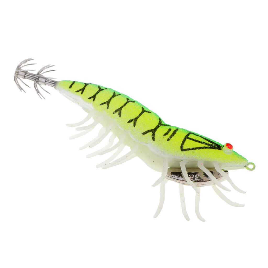 Glow in Dark Squid Jig Hooks Shrimp Fishing Lures with Luminous Soft Leg 01