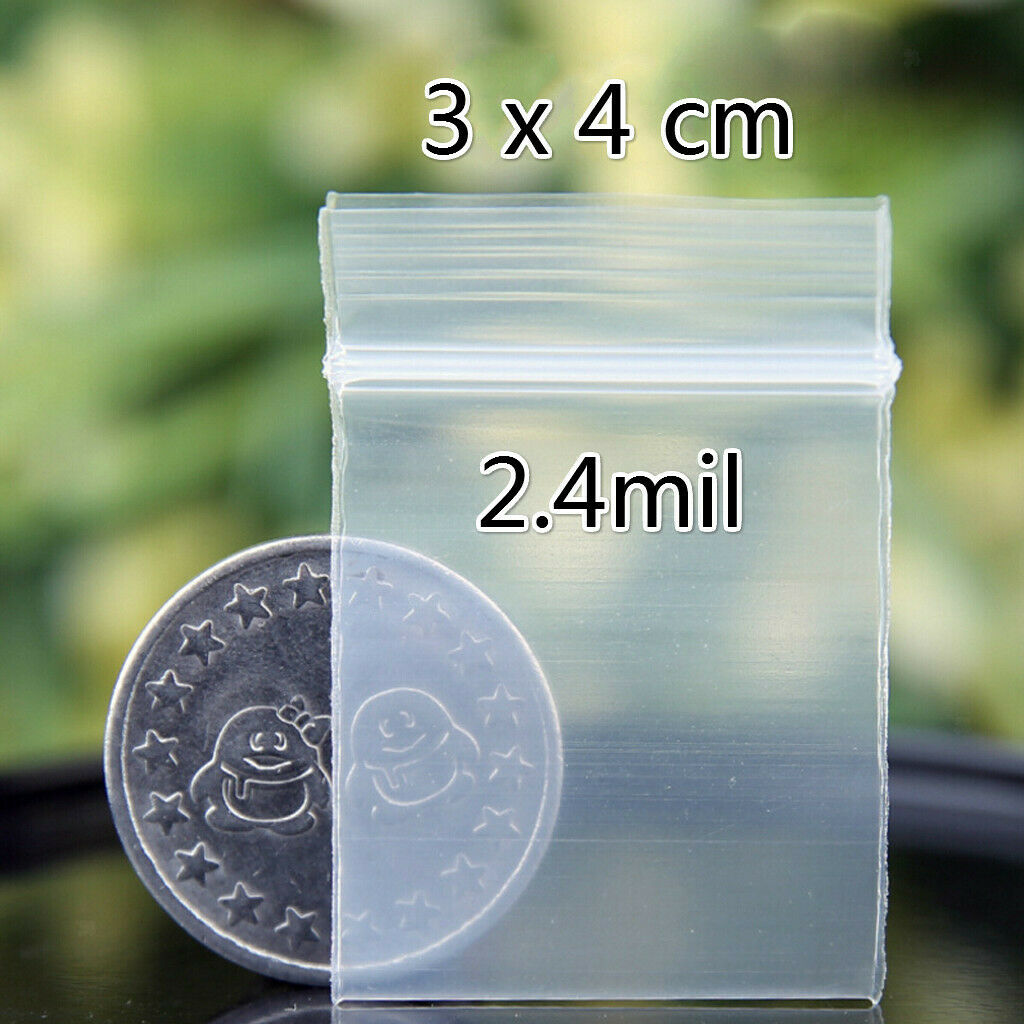 Zip Bag 100pcs 1.2"x 1.6" +100pcs 1.2'' X 1.8'' 2.4mil Clear Zip Bag
