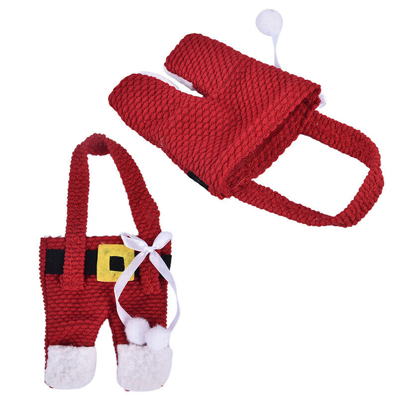 6x Santa Suit Christmas Cutlery holder tableware Silverware bag Decoratio.l8