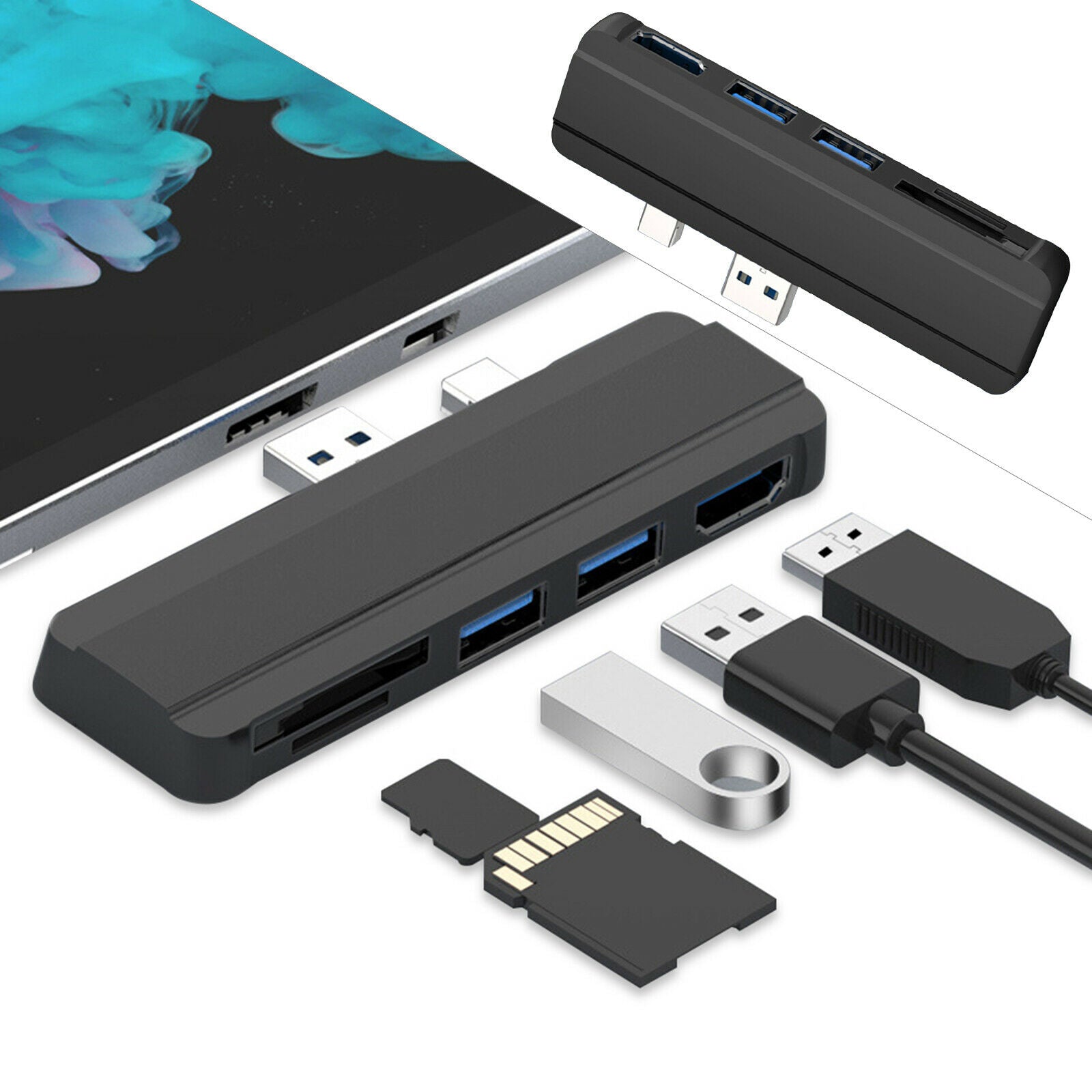 5 in 1 USB Hub Dock Connector USB 3.0 Adapter for Surface Pro 4 5 Splitter