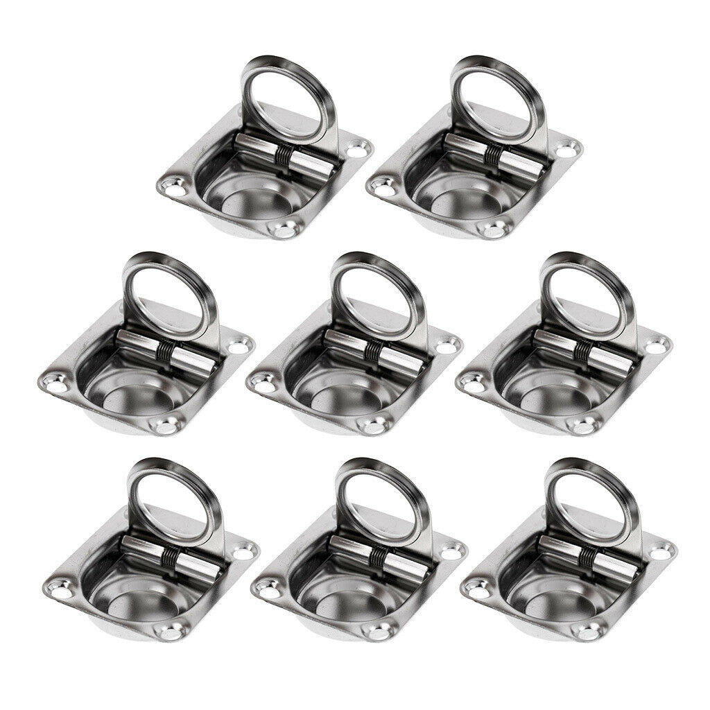 Set of 8 Marine Yacht Caravan Deck Hatch Flush Ring Pull Lift Fit for Marine