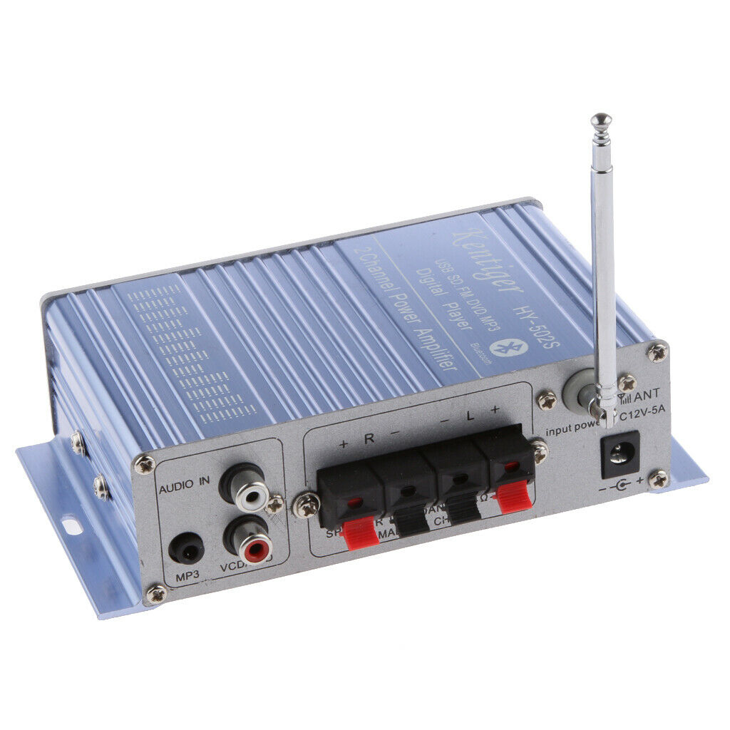 HY502S Multifunction Bluetooth HiFi Stereo Audio Car Amplifier+Remote BLUE