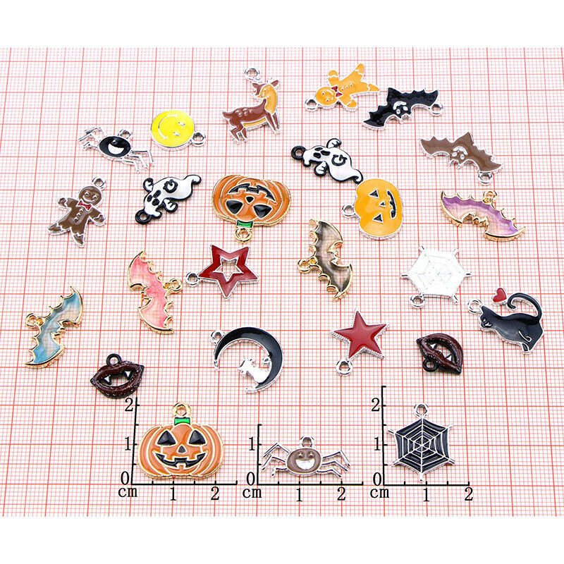 25Pcs/set Enamel Mixed Halloween Series Charms Pendant DIYJewelry Making CrafDF