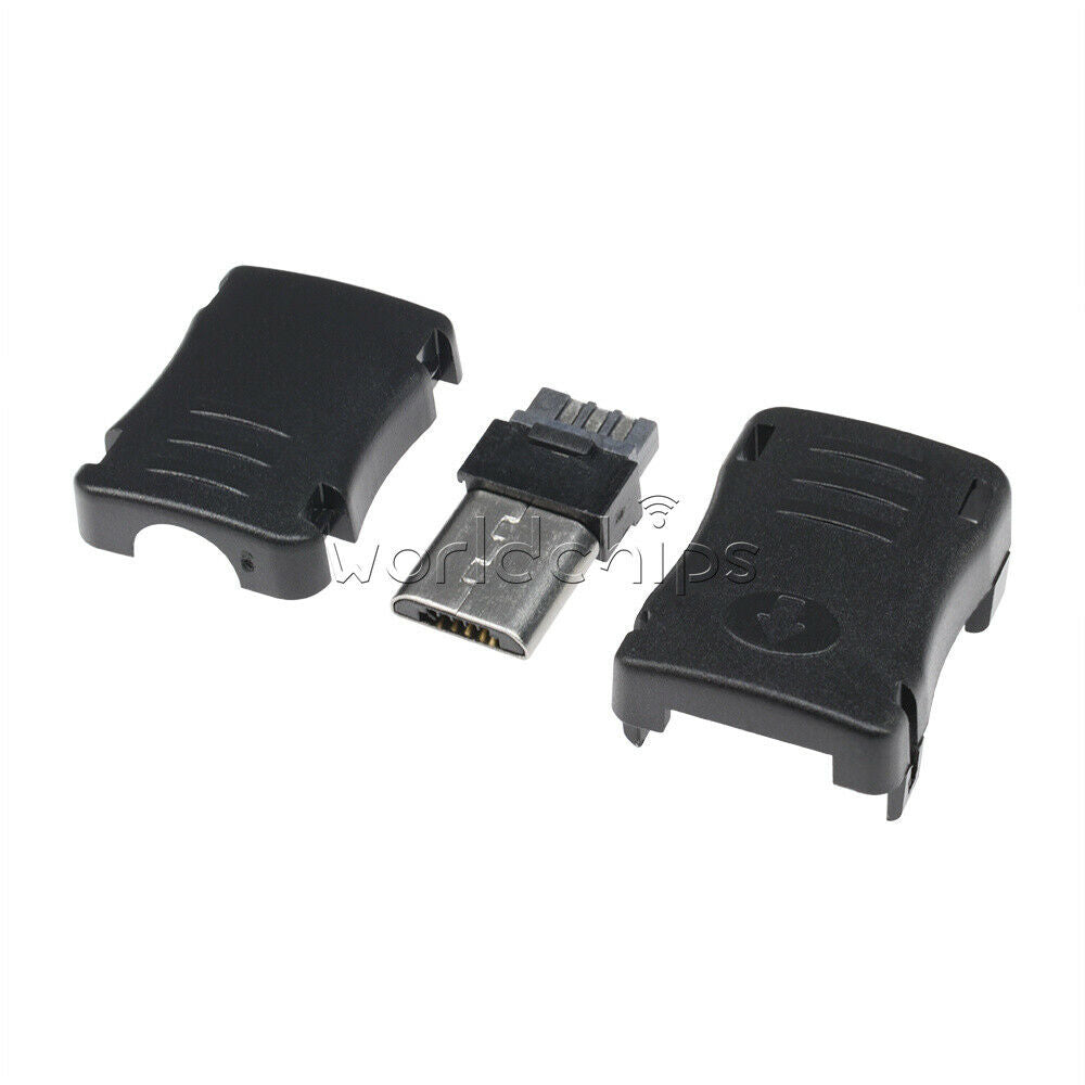 20pcs Micro USB 5 Pin T Port Male Plug Socket Connector&Plastic Cover DIY