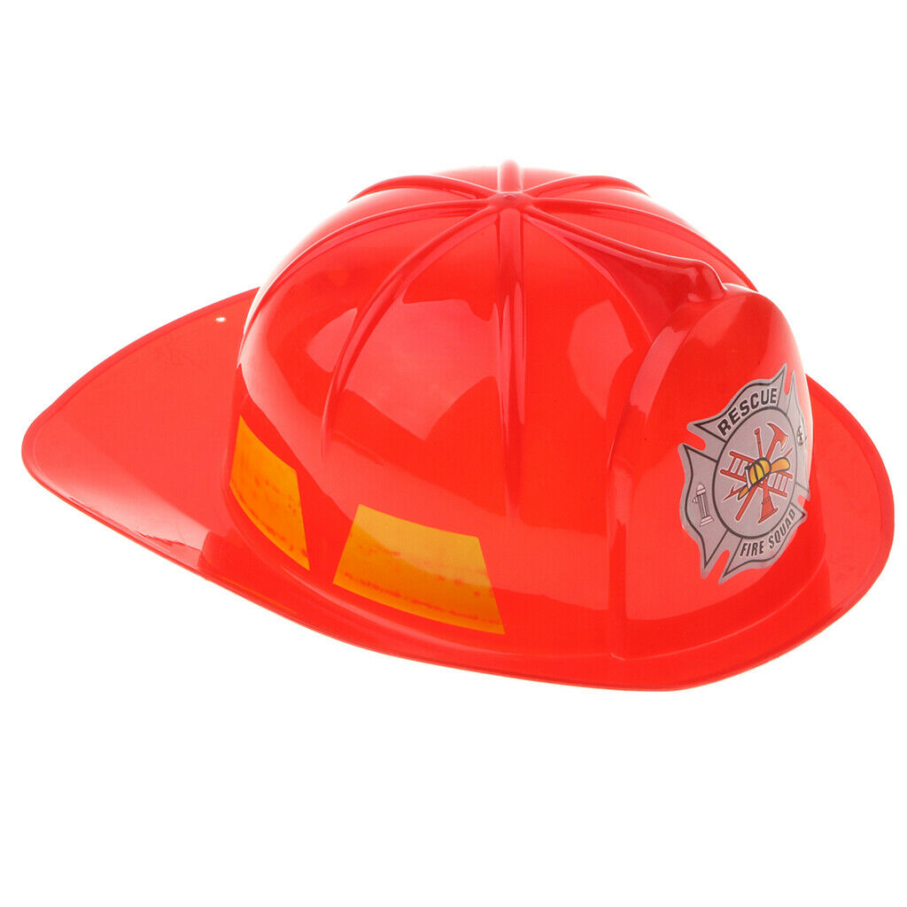 2 X Fire Fighter Pretend Play Costume Accories Safety Fireman Helmet Red