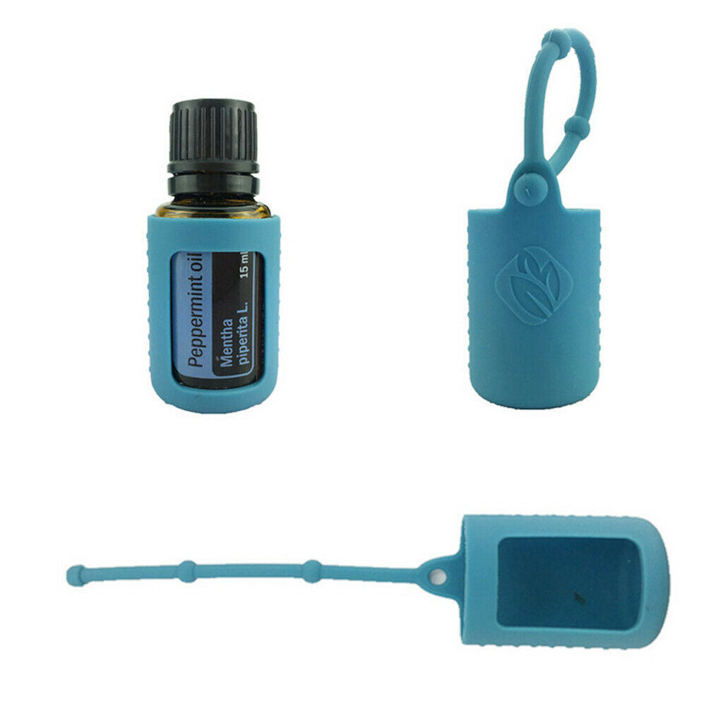 5ml Empty Refillable Essential Oil Bottles Case with Silicone Sleeve Blue