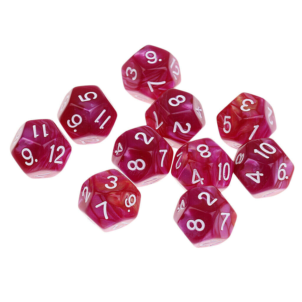 10PCS D12 Polyhedral Dice for RPG Games Table Game Red