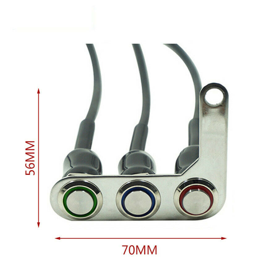 Water Resistant Left Side 3 Button Motorcycle Switch Momentary +Latching Action