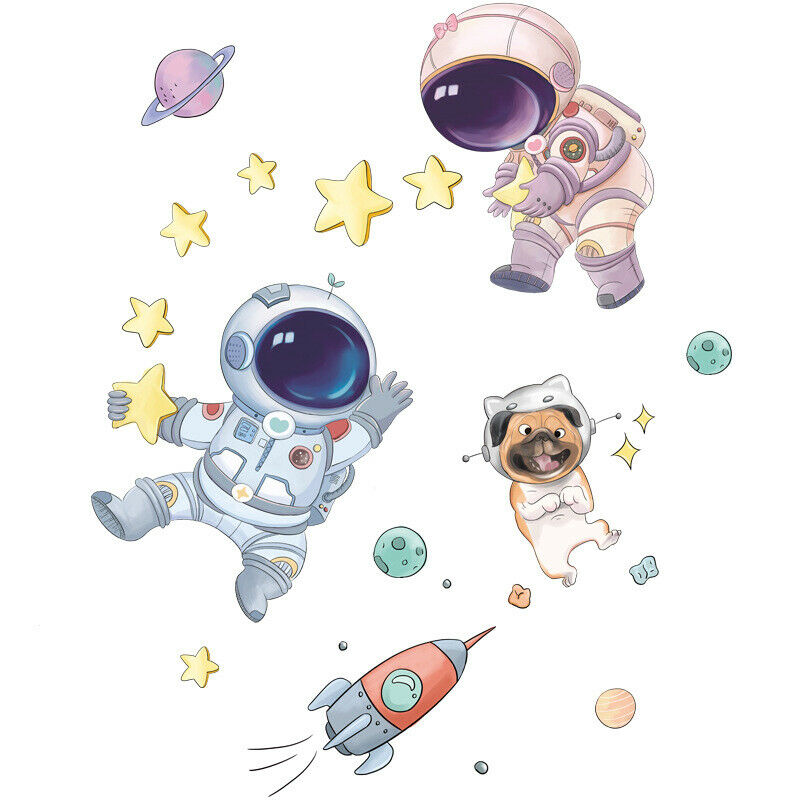 Cute Space Astronaut Wall Stickers For Kids Nursery Room Wall Decor Removabl Fx