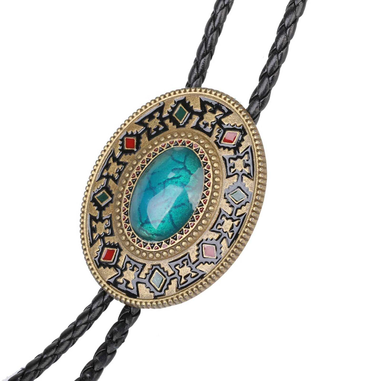 Cowboy Western Bolo Bootlace Tie on Black Drawstring for Fancy Dress