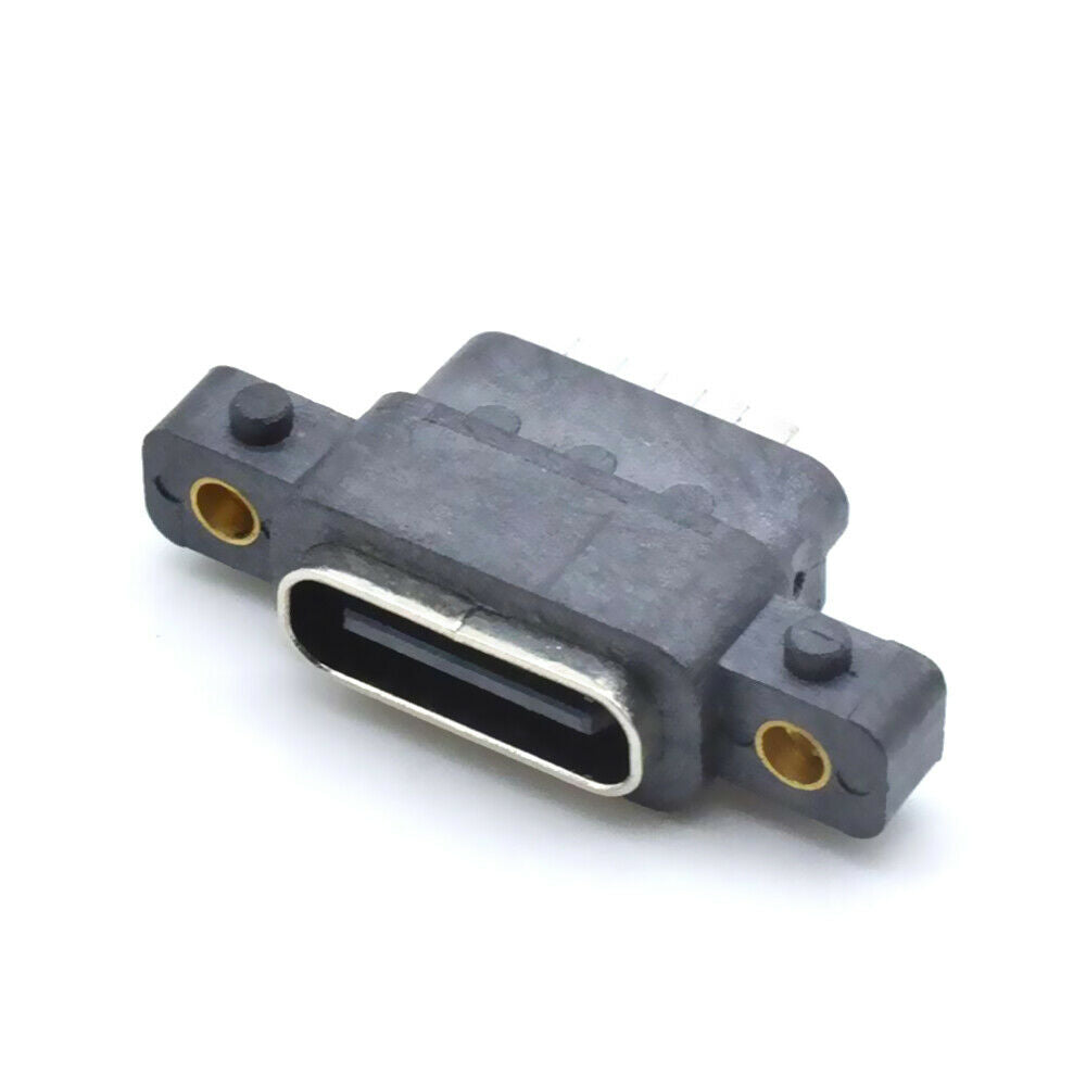 1Pcs USB 3.1 Type-C 6Pin Female Waterproof Female Socket Rubber Ring with Screw