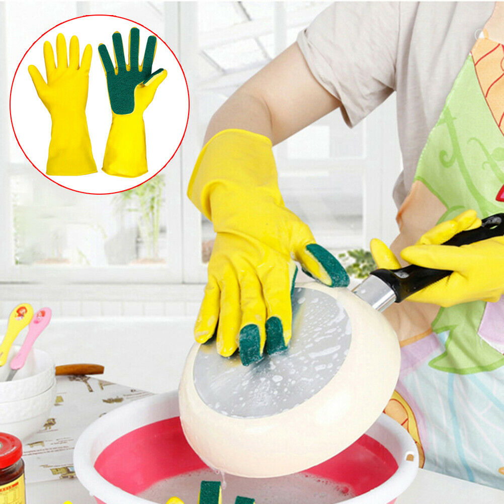 Scrub Gloves Dish Washing Cleaning Silicone Sponge Rubber Soft Scouring K.l8