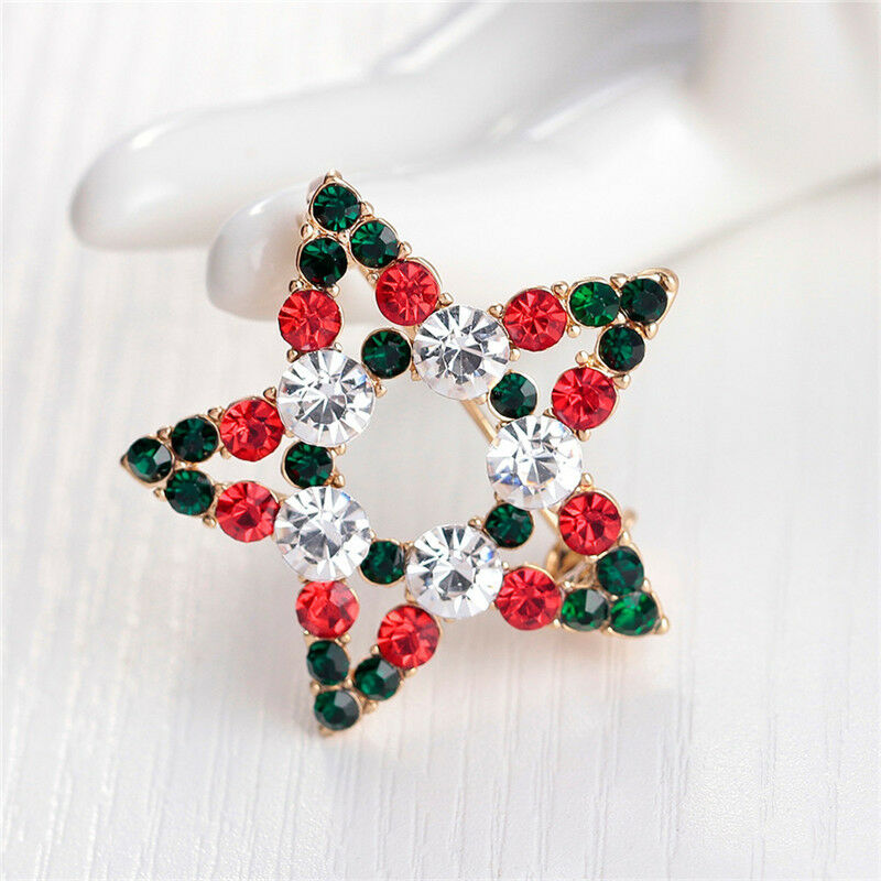 Great Star Crystal Rhinestone Snowman Christmas Brooch Pin Xmas Gif.l8