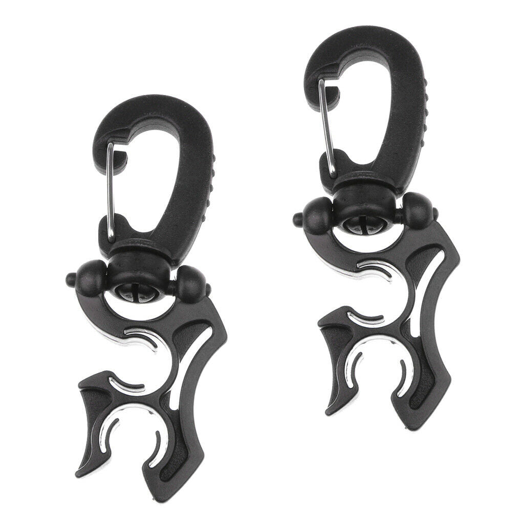 2pcs Black Scuba Dive Hose Holder Retainer with Rotates & Folding Clip 10cm