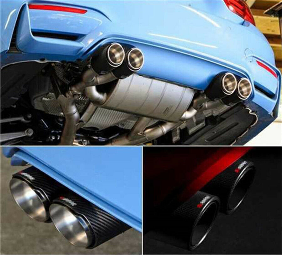 1 Piece 63mm×89mm H Style Glossy Black Stainless Steel Right Side Car End Pipes