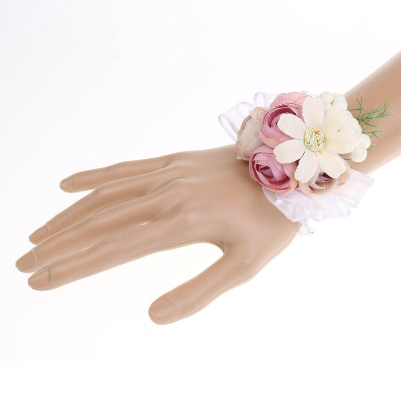 Bridesmaid Wedding Flower Corsage Stretch Bracelet for Fancy Wedding Party
