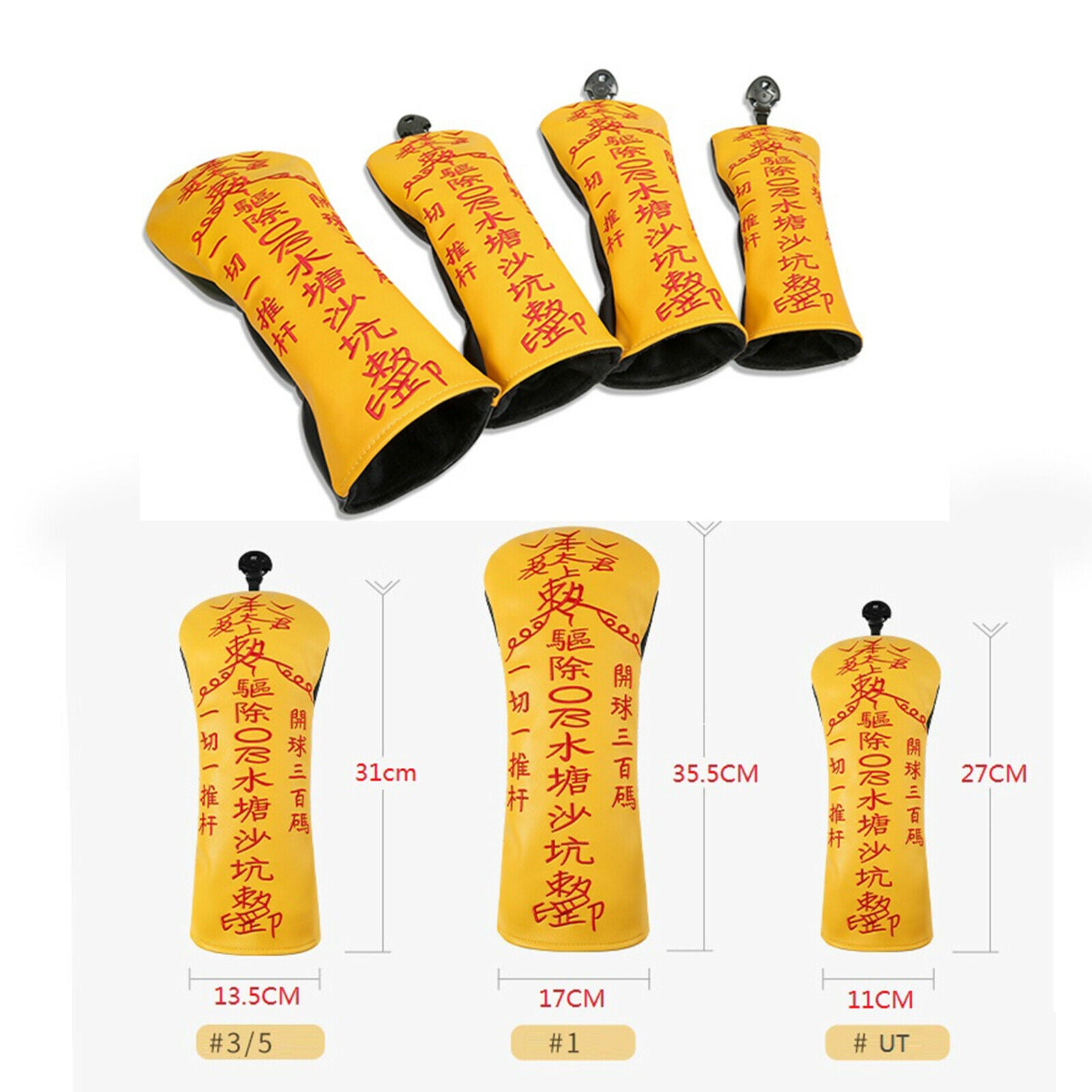 4x Driver Wood Headcover Waterproof Golf Club Cover Long Neck for Hybrid