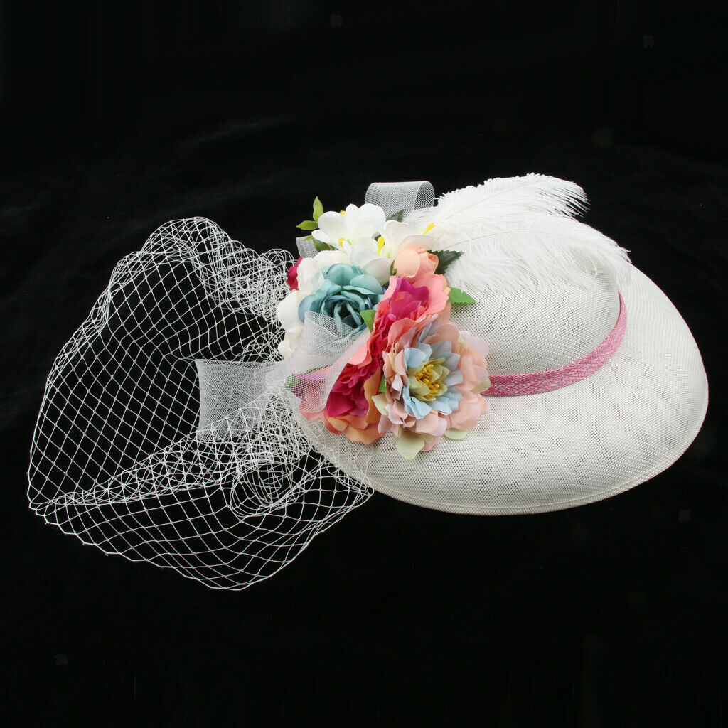 Womens Wedding Bridal 1920s Veil Fascinator Hats Headpieces Hair Clip White