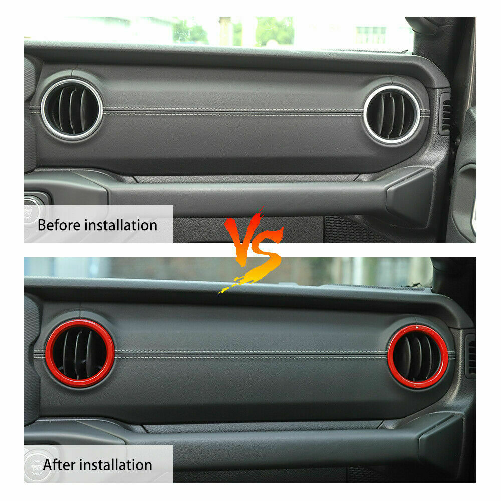 Red Air Vent Outlet Cover Trim Ring Dashboard For Jeep Wrangler JL 2018-2020