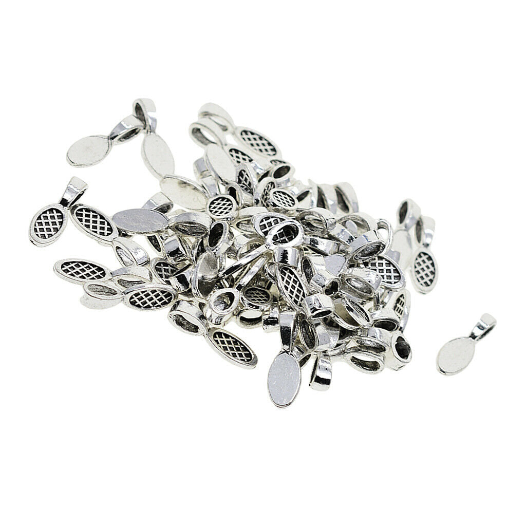 50PC Oval Glue on Jewellery Bails Setting Bail FOR Necklace Pendant Earring