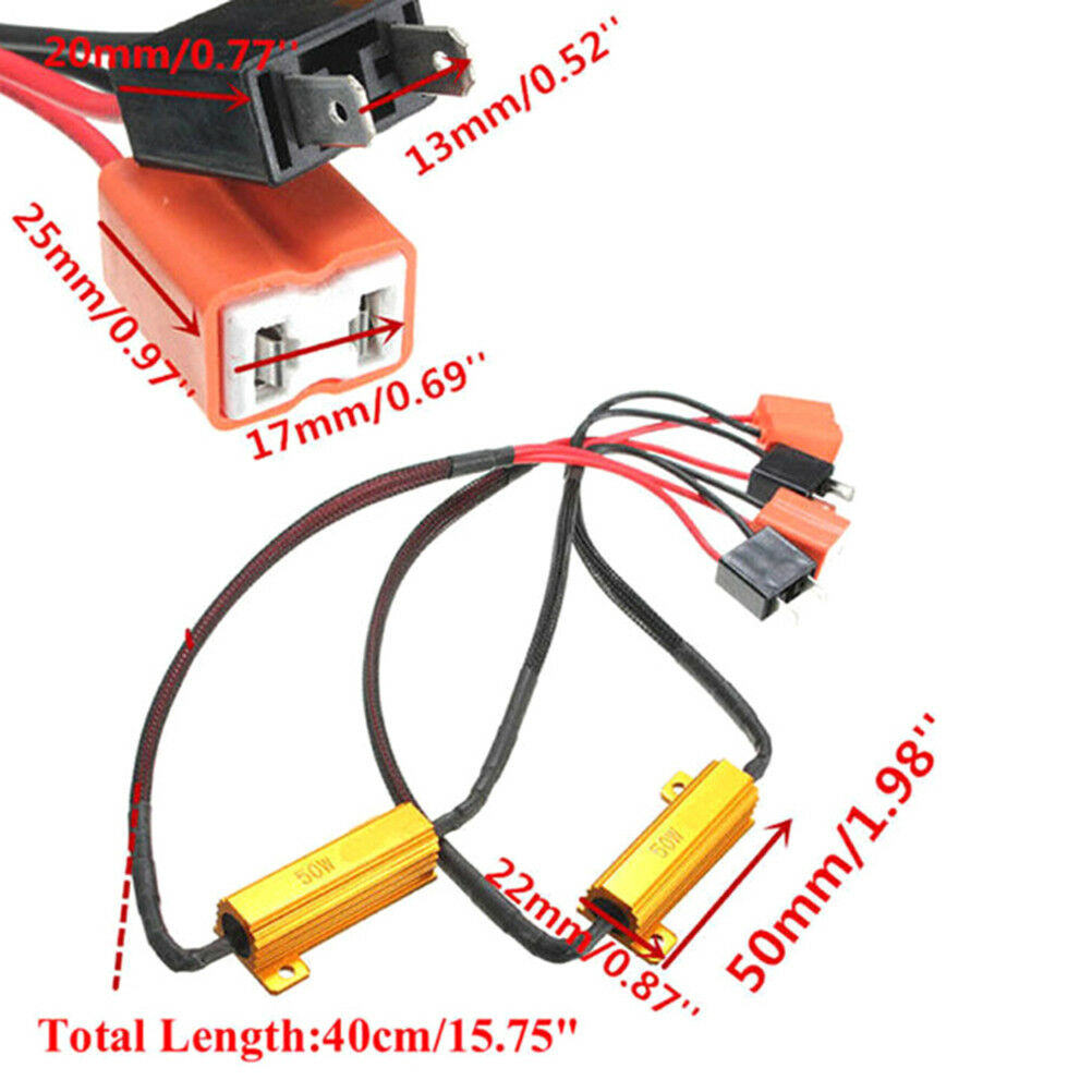 2Pcs H7 50W 6Ω LED decoder car load resistor warning canceller decoder light BDA