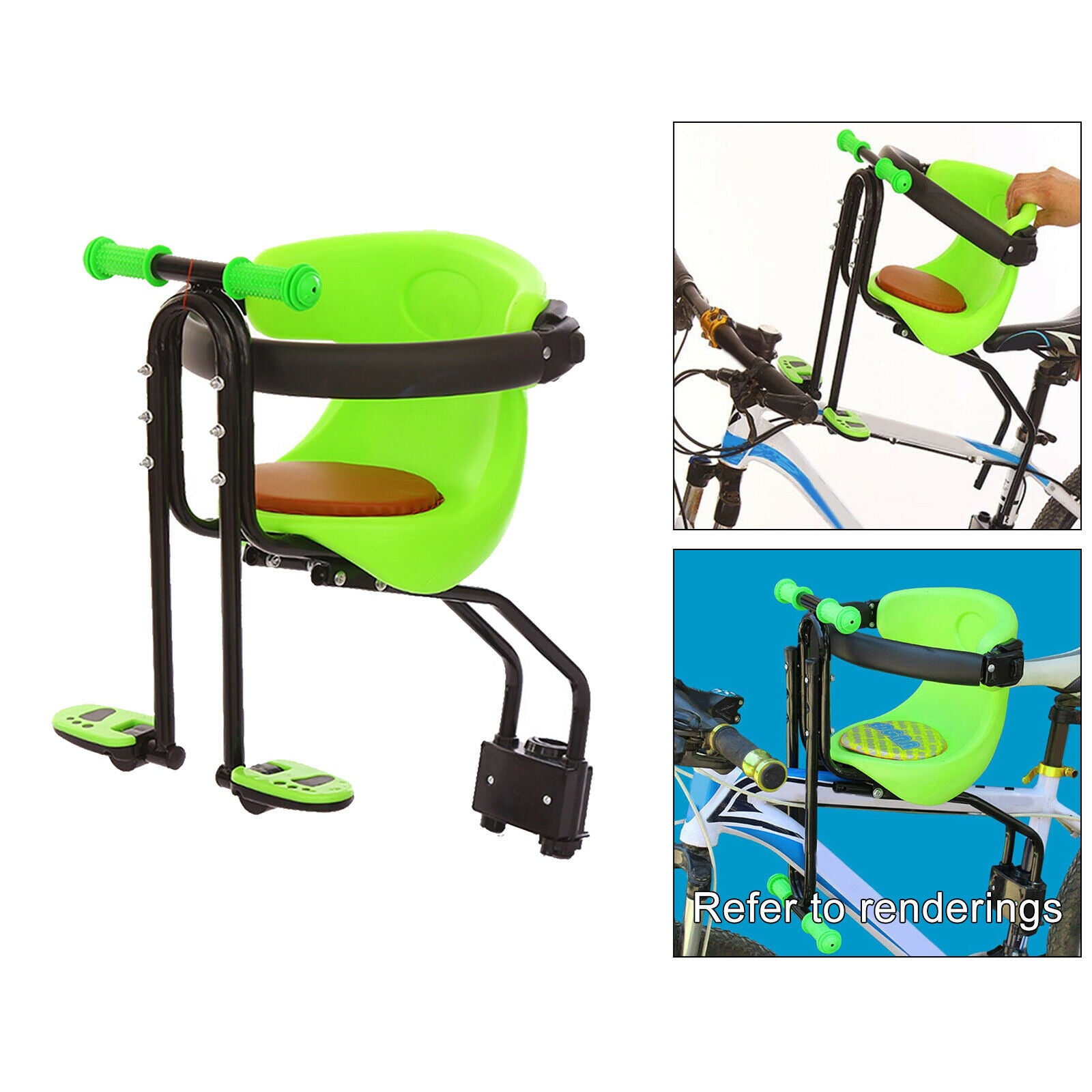 Bike Bicycle Baby Kids Seat Saddle Children Carrier with Handrail Foot Rest
