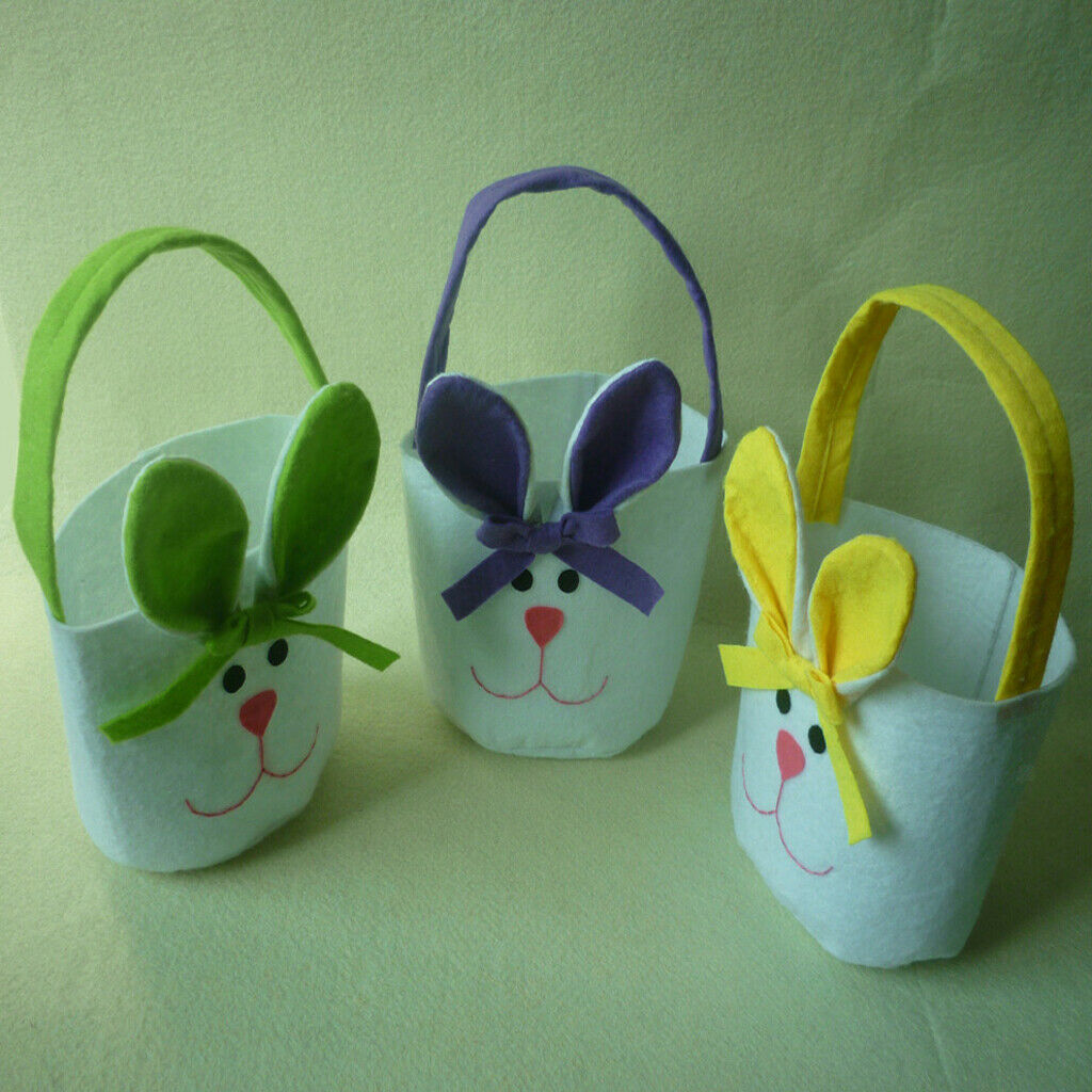 3pcs Easter Bunny Ear Bags Non-woven Fabric Rabbit Shopping Candy Bags Tote