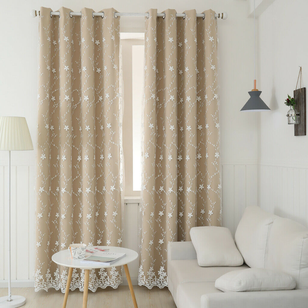Double Layer Curtain  Bedroom Window Drape Decoration 107x160cm