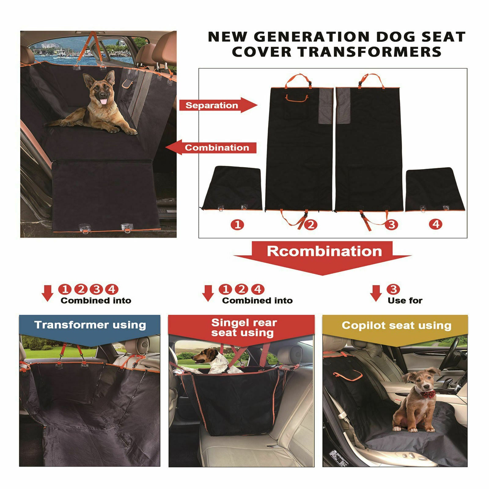 Rear Seat Protector Cover Travel Car Waterproof Dog Pet Hammock Heavy Duty