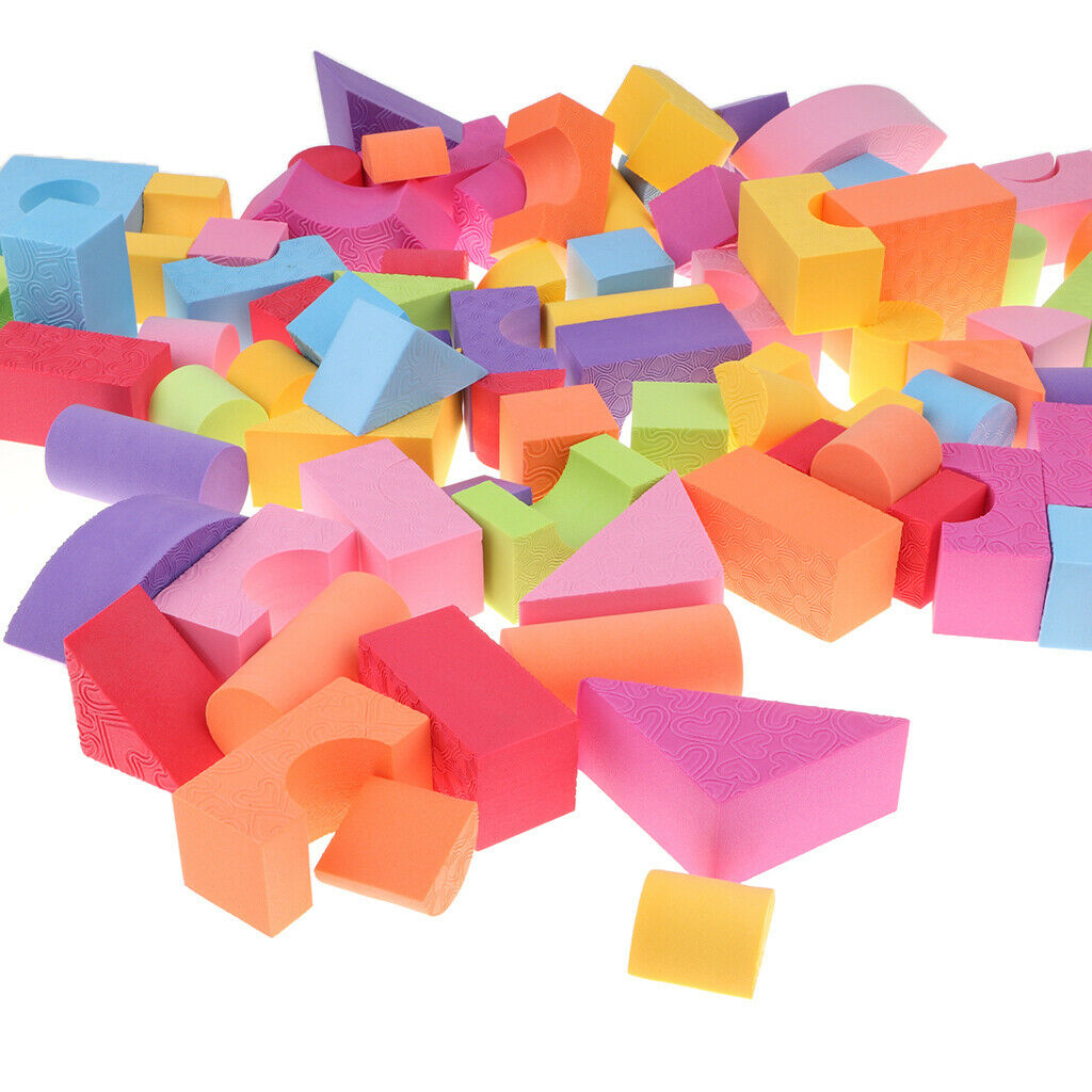 100 Pieces EVA Foam Colorful Building Blocks DIY Educational Toys for Baby