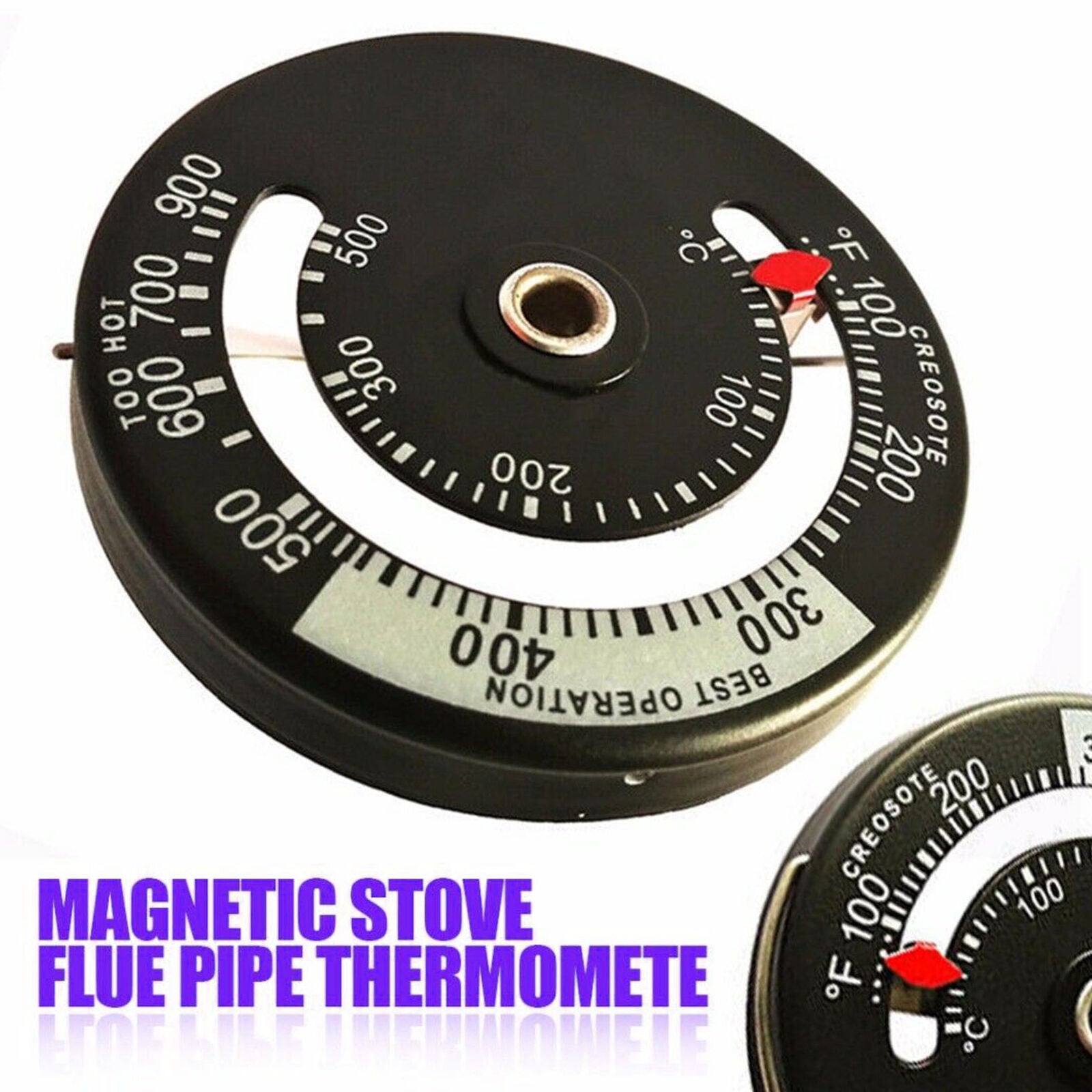 Fast Read Magnetic Wood Stove Pipe Fireplace Heat Temperature Gauge Thermometer