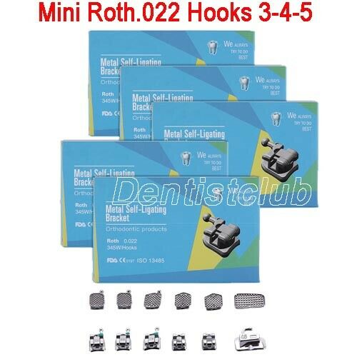 5X Dental Orthodontic Passive Self-Ligating Brackets Braces MBT.022 Hook 345 FDA