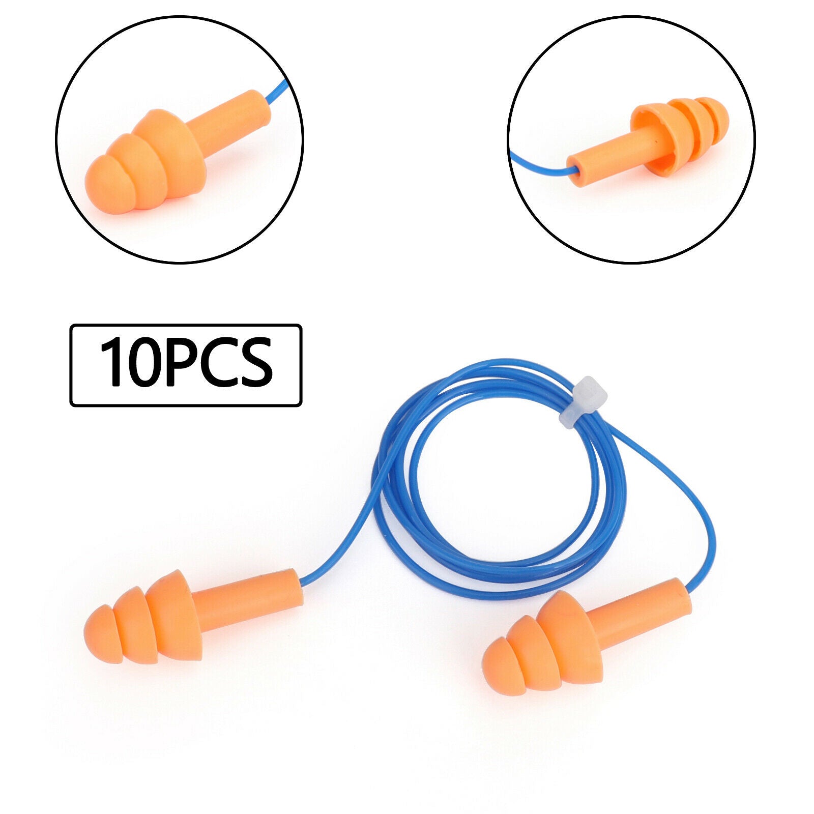 20x Silicone Anti Noise Ear Plugs With Anti-Separtion Rope for Study Sleep CA