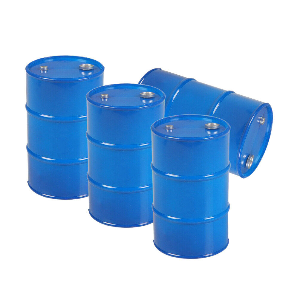 4 lot Simulation Oil Drum for 1:10 RC Crawler Car Decoration Toys DIY Blue