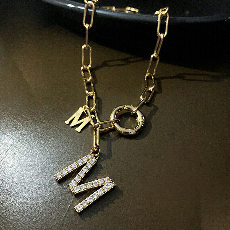 2021 Punk Style Thick Chain Short Necklace For Woman M Letter Pendant Nec.l8