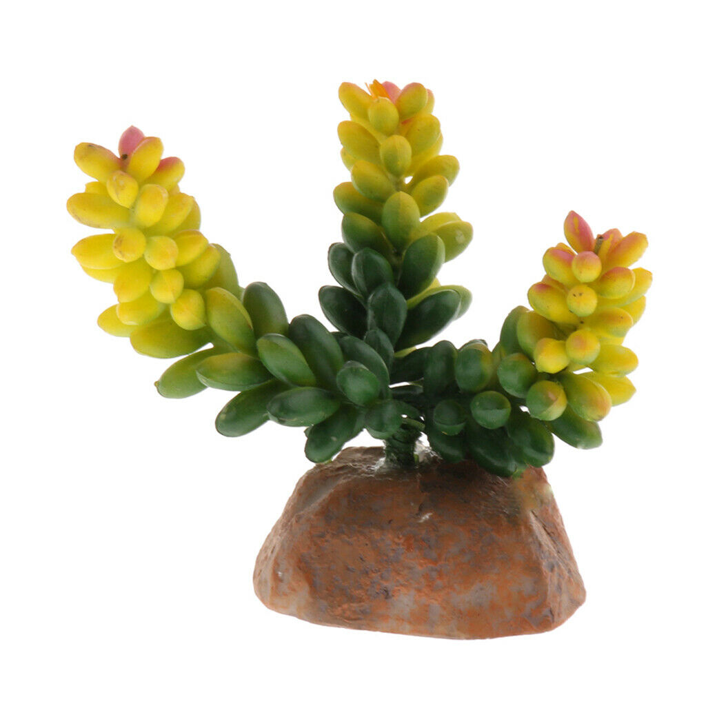 Set of 2, Natural Looking -Artificial Bamboo Leaves & Succulent Aquarium Plant