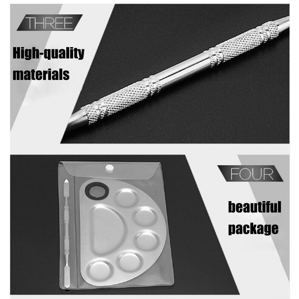 6 Holes Stainless Steel Makeup Palette Nail Art Polish Plate Mixing Foundation