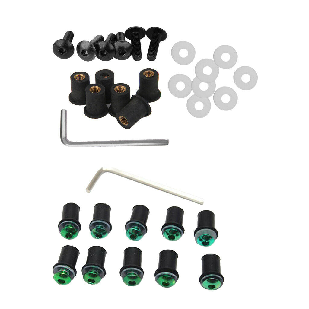 4mm + 5mm Fairing Windscreen Screw Bolt Windshield Mounting Nuts Kit Green
