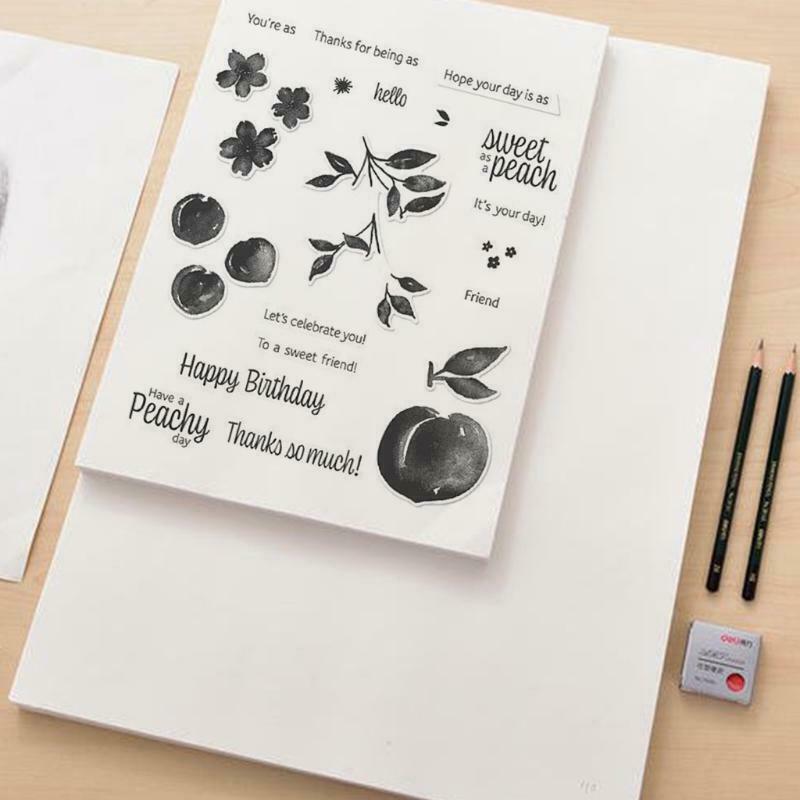 Peach Cherry Seal Stamp with Cutting Dies Stencil DIY Scrapbooking Emboss Photo