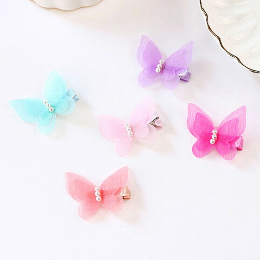 5X Bow Butterfly Hair Clips Girls Hair Grips Kids Hairpin Headwear Accessory  BD