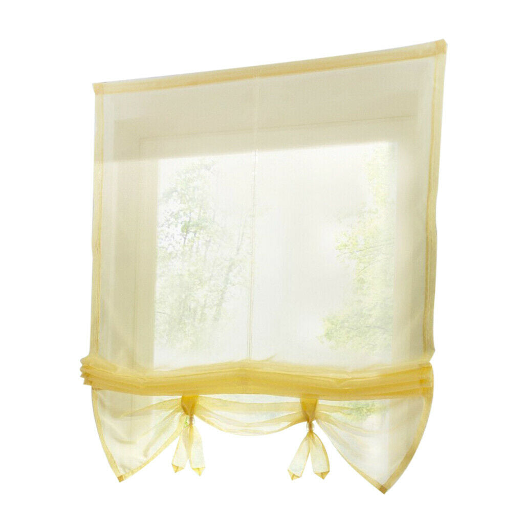 Roman Curtain, Tie Up Shade, Rod Pocket Window Valances Yellow 140x155cm