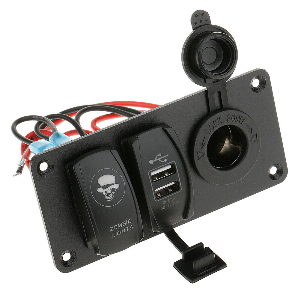 Zombie Switch+Dual USB Port Charger+Cigarette Lighter Socket for 12V/24V