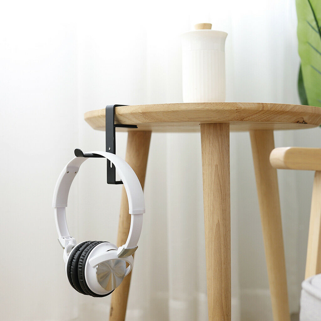 Headphone Stand Hanger Hook Headset Clever Under Desk w/ Curved End White A