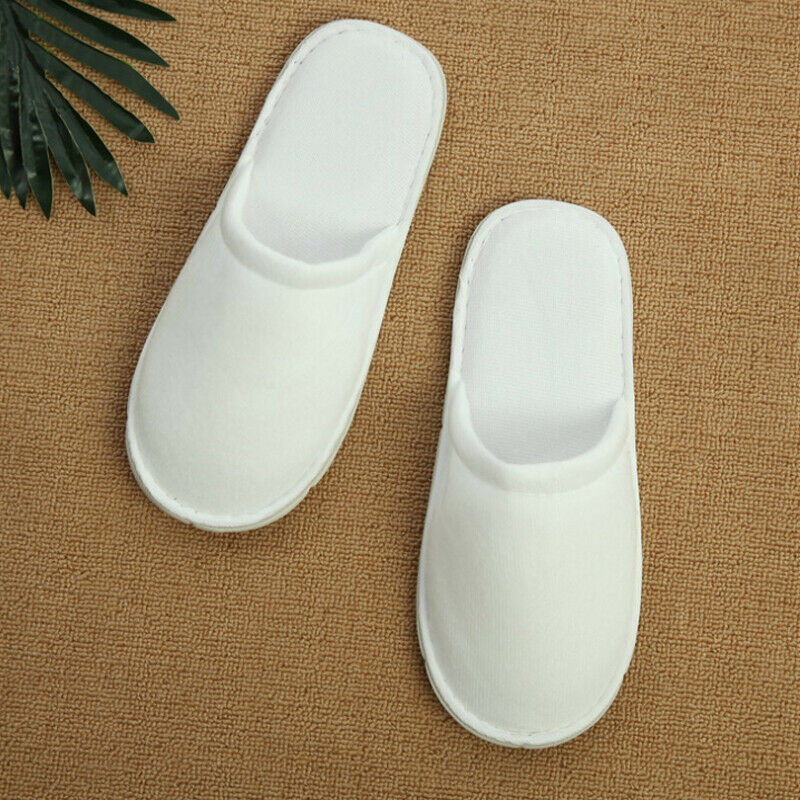 Women Men Disposable Spa Hotel Guest Slippers Close Toe Terry Style Slippers