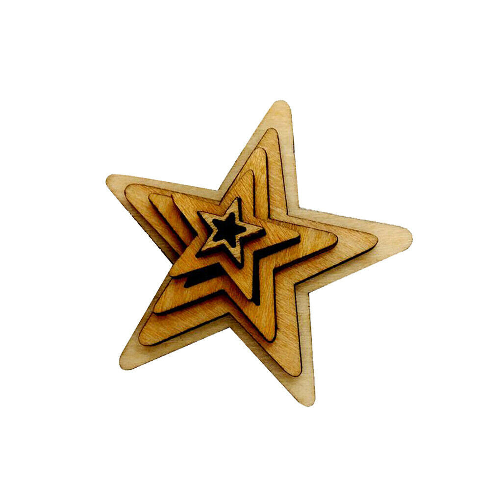 50pcs Unfinished Wooden Shape Hollow Star Embellishments For Scrapbook Craft