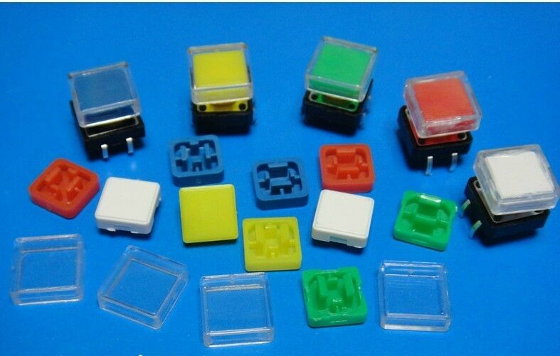 10pcs 12x12x14mm PCB Momentary Tactile Push Button Switch + Square White Cap