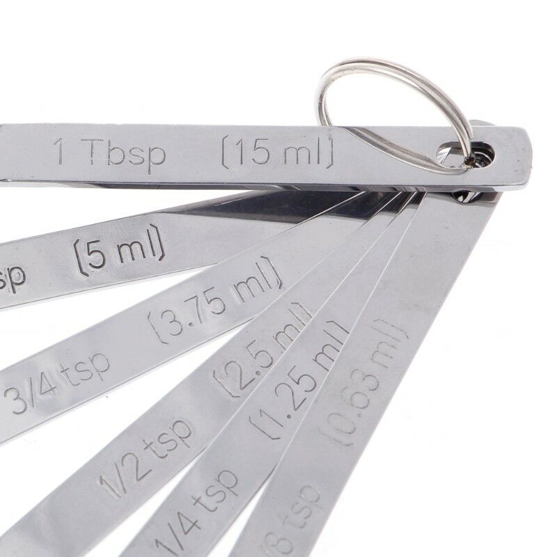6pcs Narrow Stainless Steel Spice Measuring Square Spoons Kitchen Cooker Tool