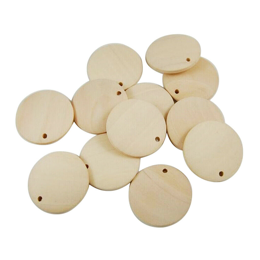 Lot of 200, Round Wood Disc Pieces Set Decoration Bauble 15mm & 20mm in Dia